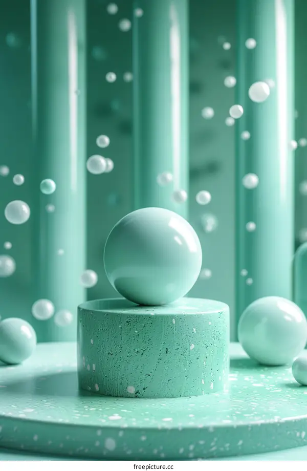 Mint Green Abstract Geometric Shapes