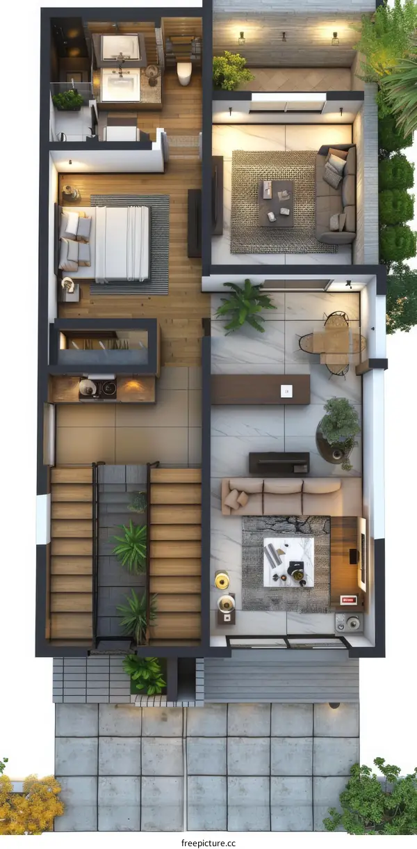 Modern Duplex Apartment Floor Plan Interior Design