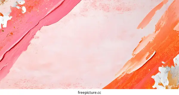 Abstract Pink and Orange Paint Strokes on White Background