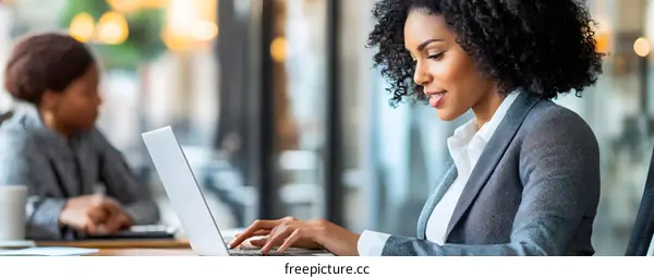 African American Business Woman Working on Laptop