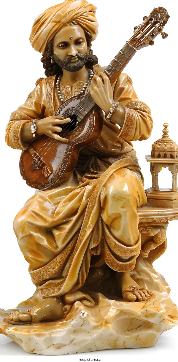 Indian Musician Playing a Sitar
