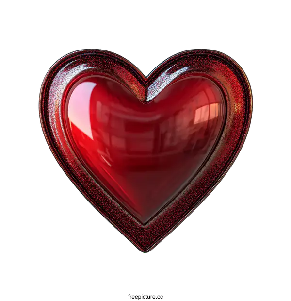 [Transparent Background PNG]A Glossy Red Heart Shape Illustration