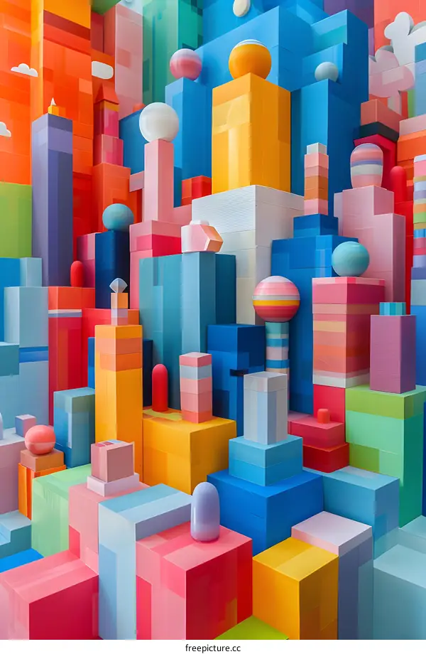 Colorful 3D city illustration