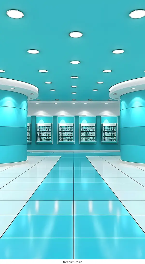 Modern Interior Design with Cyan and White Tiles