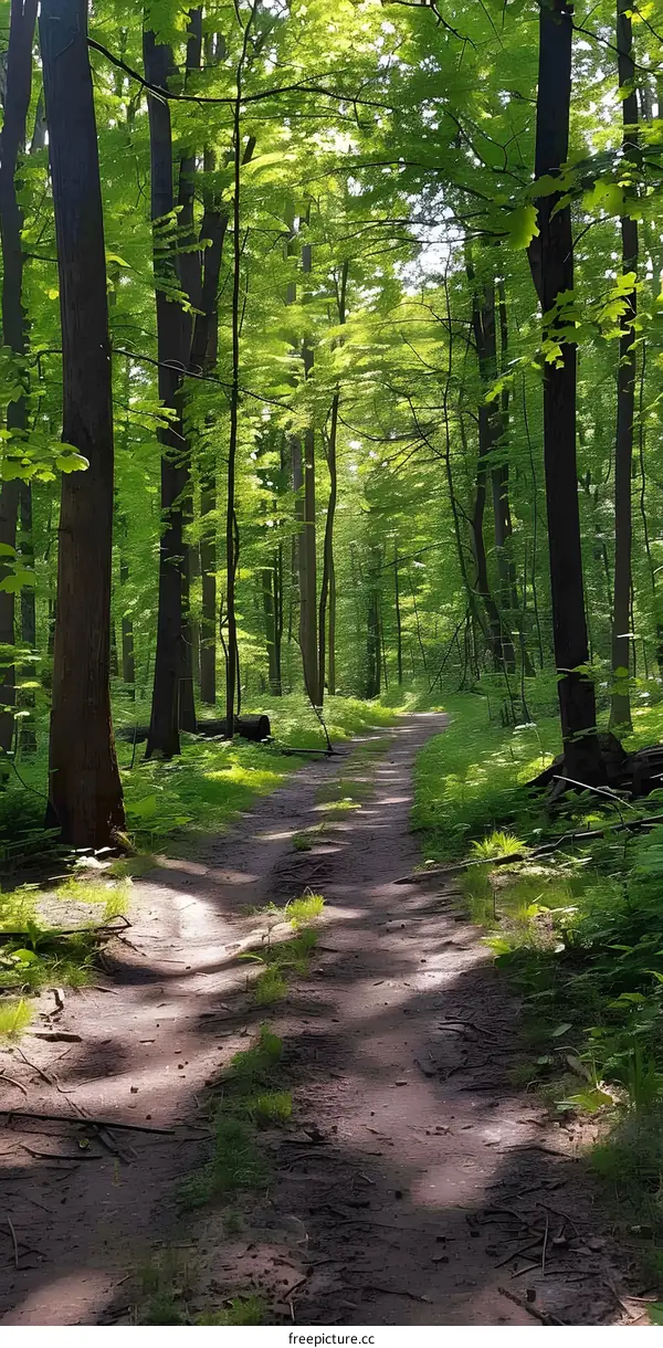 The sun shines through the trees in the forest