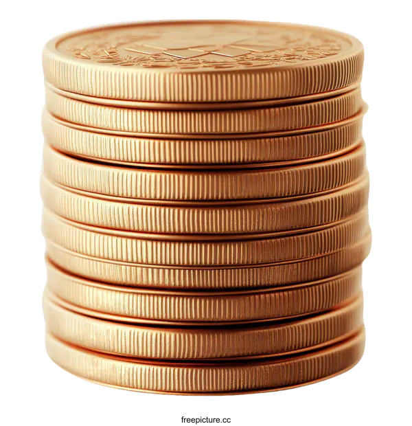 [Transparent Background PNG]Stack of Golden Coins Close-up