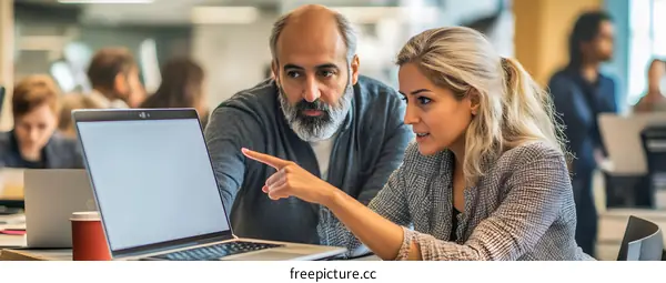 Business Team Working On Laptop In Modern Office