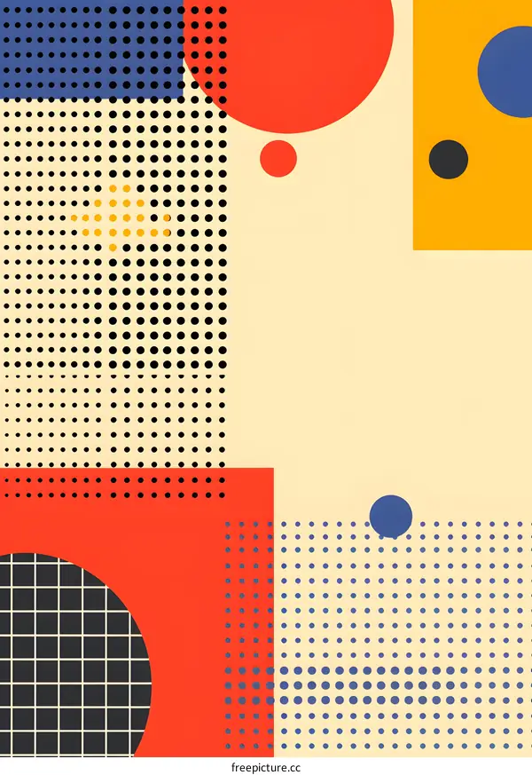 Abstract Geometric Shapes in Red Blue Yellow and Black Colors