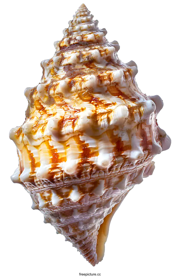[Transparent Background PNG]A conch shell with a spiral shape and brown and white colors