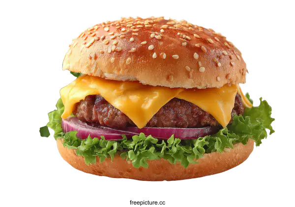 [Transparent Background PNG]Delicious Cheese Burger Close Up Photo
