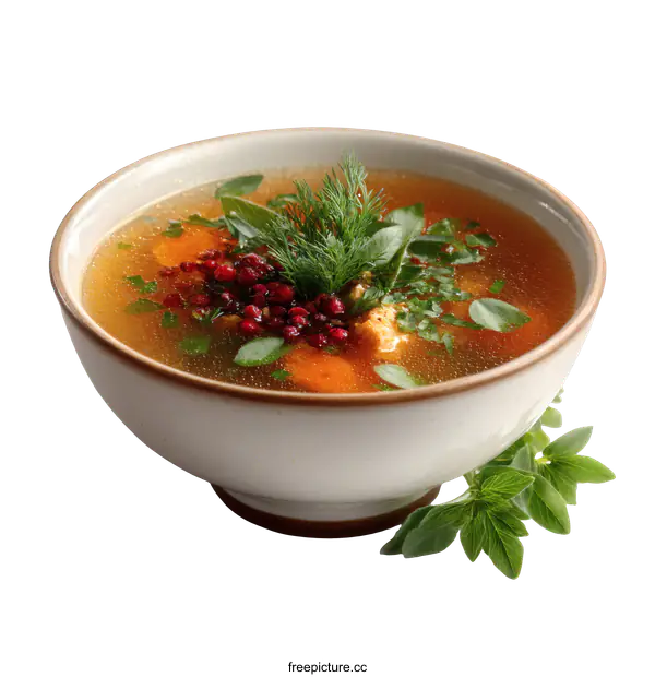 [Transparent Background PNG]Delicious Vegetable Soup in a Bowl