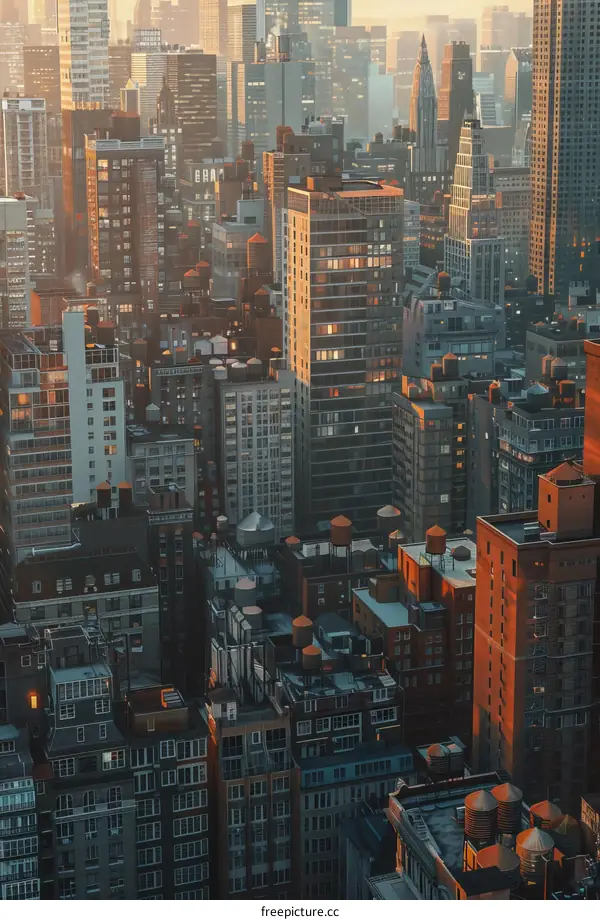 Urban Skyline of New York City at Sunset