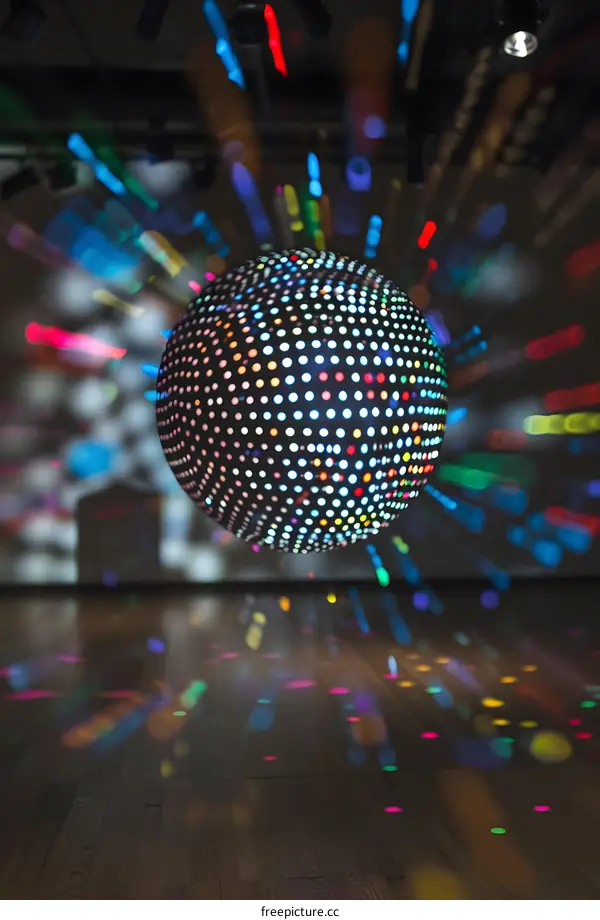 Disco Ball Light Show Creates Colorful Reflections