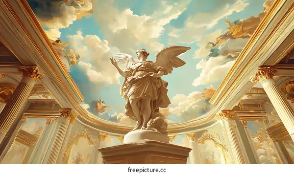 Angel Statue in a Golden Hall