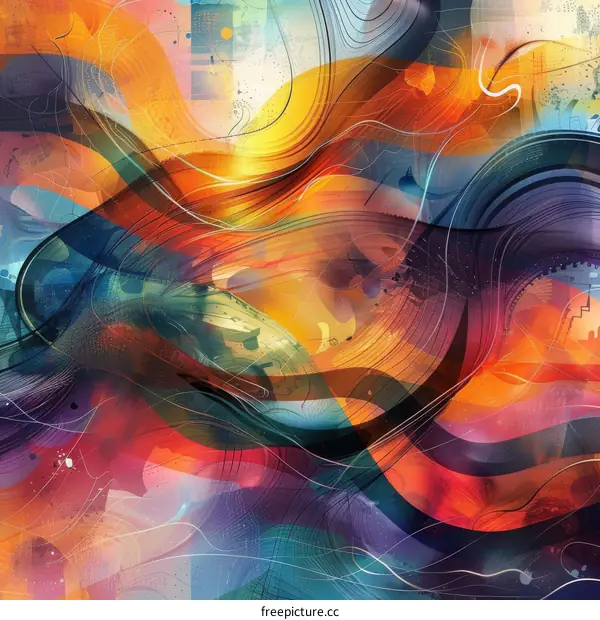 Abstract Colorful Flowing Lines Artwork