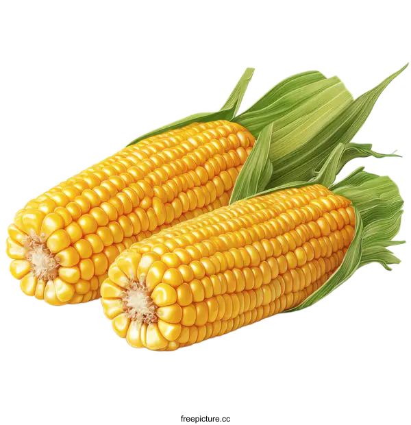 [Transparent Background PNG]Two Corn Cocks Isolated On White Background