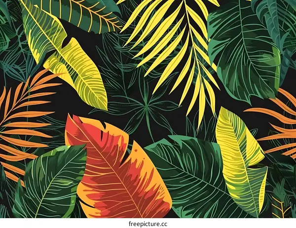 Tropical Leaf Pattern Seamless Design