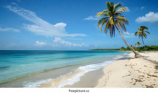 Beautiful Tropical Beach with Palm Trees and Clear Blue Water