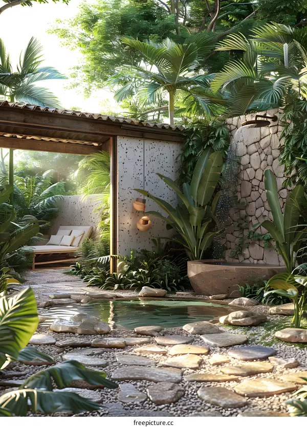 The beauty of nature and architecture combined in a stunning outdoor shower