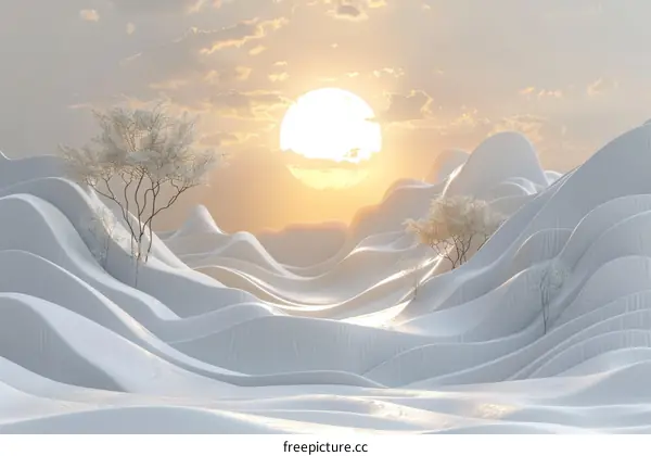 White Minimalist Rolling Hill Landscape