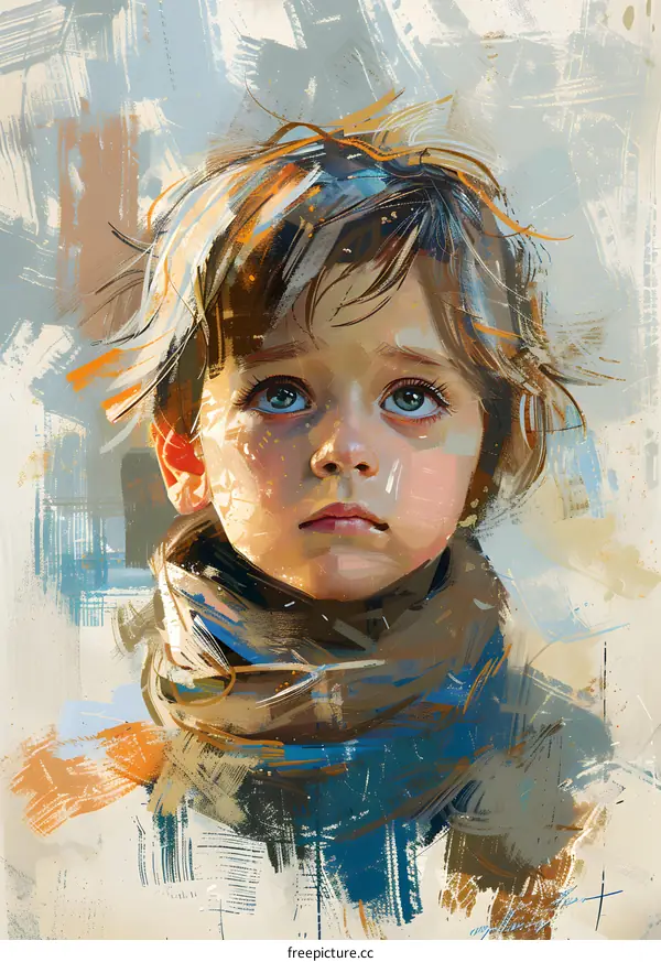 portrait of a young boy with brown hair and blue eyes