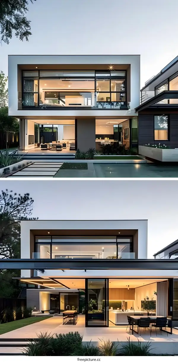Modern House with Large Windows and Open Floor Plan