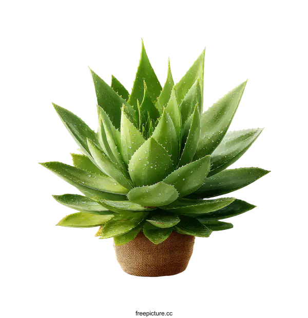[Transparent Background PNG]Aloe Vera Plant in a Pot on White Background