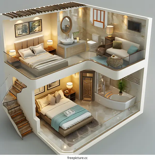 The interior design effect picture of duplex apartment