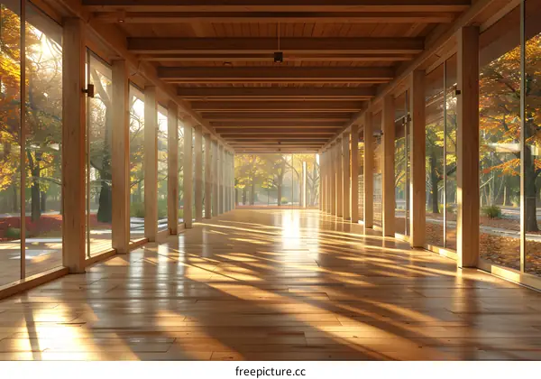 Wooden house with glass walls in the middle of the forest