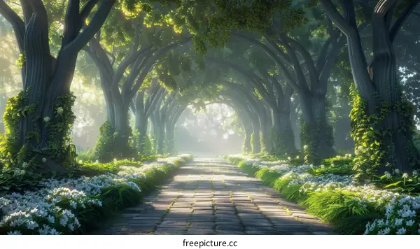 Enchanted Fantasy Garden Path in Vibrant Colors