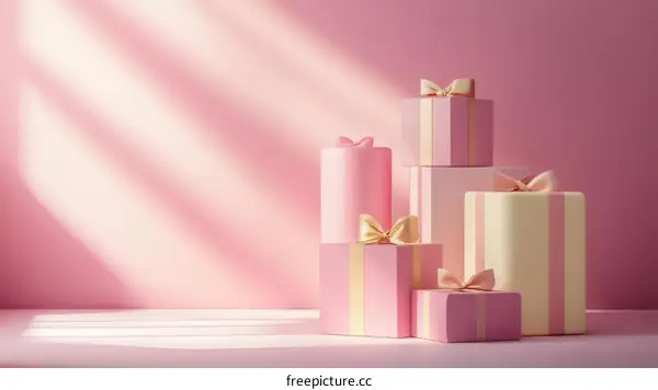 Pink Gift Boxes Displayed in a Stylish Arrangement
