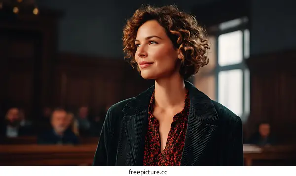 Caucasian Woman in Courtroom Setting