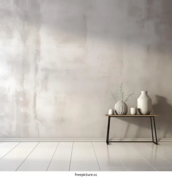 Minimalist Interior Design with Vases on Table