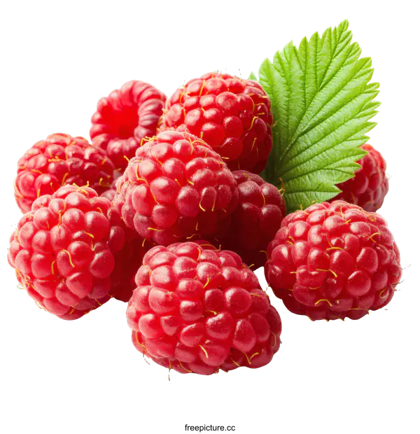 [Transparent Background PNG]Fresh Raspberries Close Up