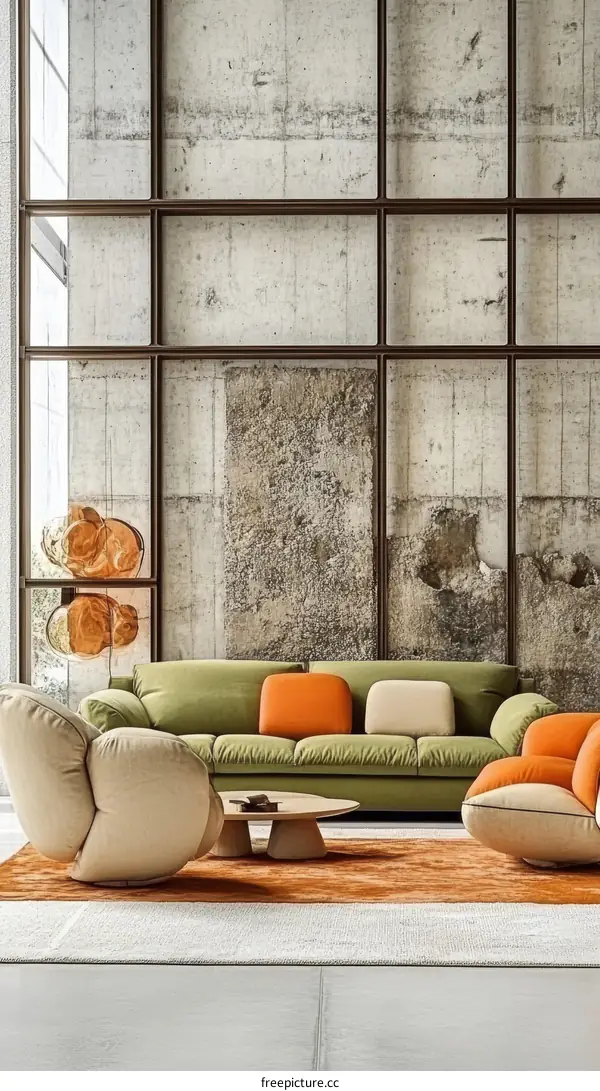 Modern Living Room Interior Design with Colorful Furniture