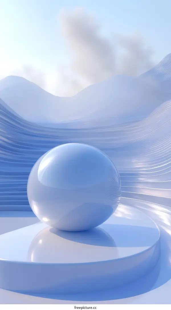 Abstract Light Blue Geometric Sphere Display