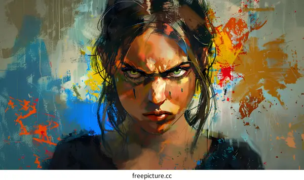 portrait of a woman with colorful background