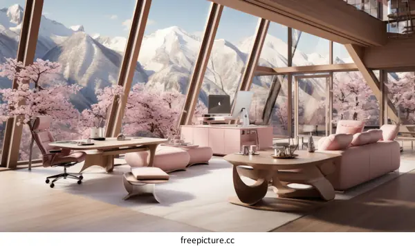 Minimalist Office with Mountain View