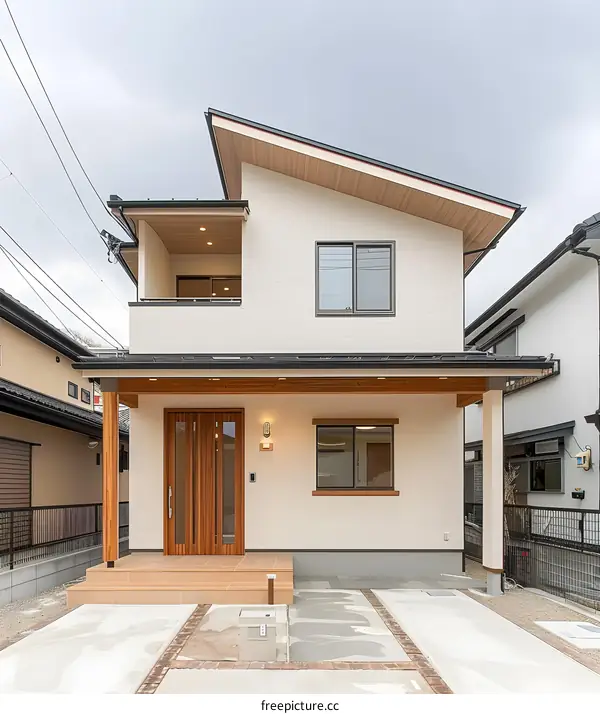 Modern Two Story House with Wooden Accent