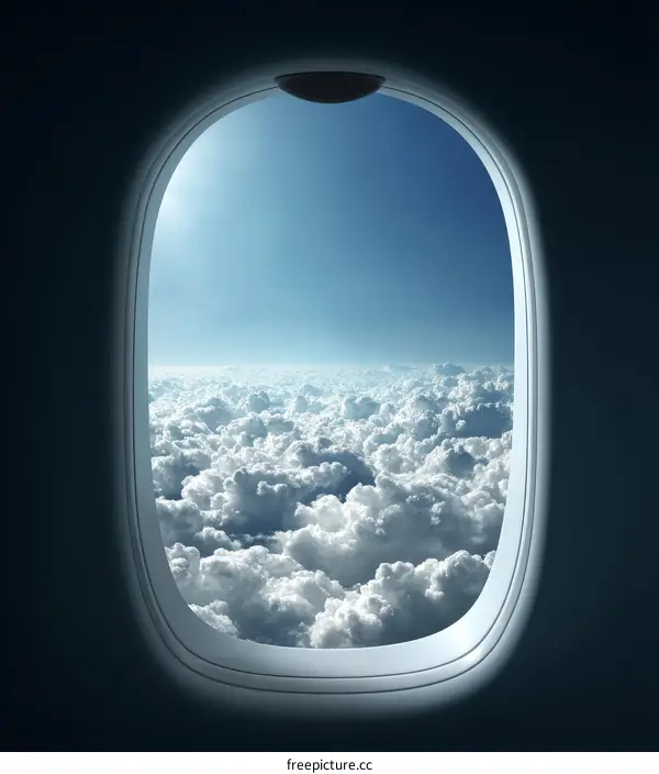 High-Altitude Flight View Through Airplane Window