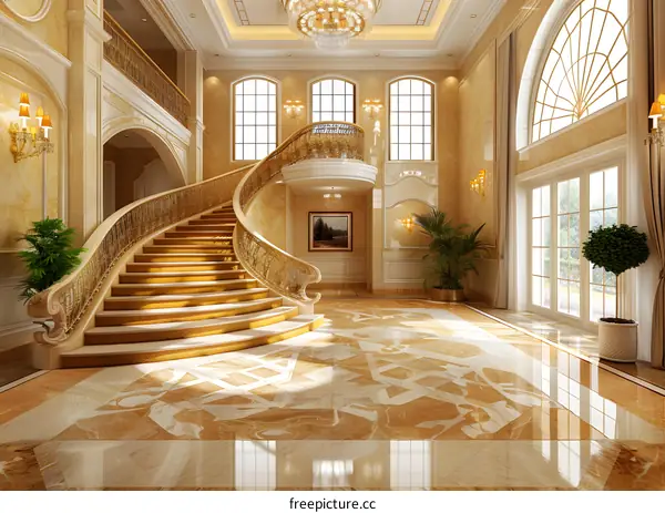 Luxurious Entryway with Grand Staircase