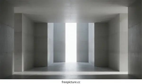 Sterile Concrete Room with Bright Light Through Architectural Opening