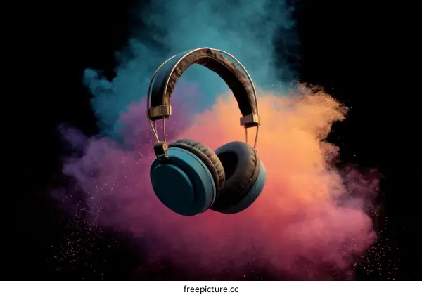 Colorful Headphones with a Creative Background