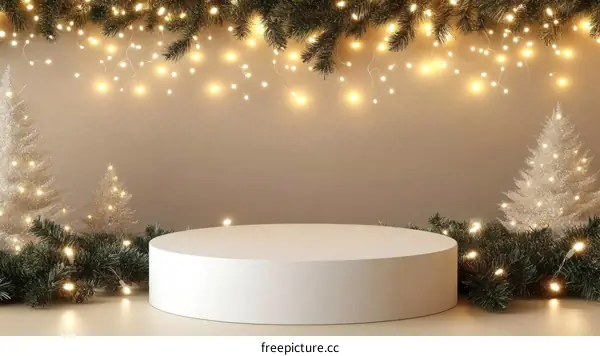 Christmas Holiday Empty Display Podium Scene