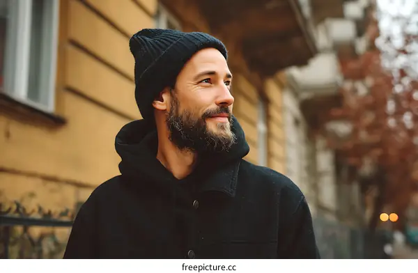Stylish Man Outdoors in City Street
