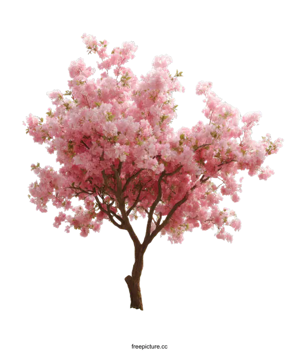 [Transparent Background PNG]Spring Blossom Tree in Meadow Landscape