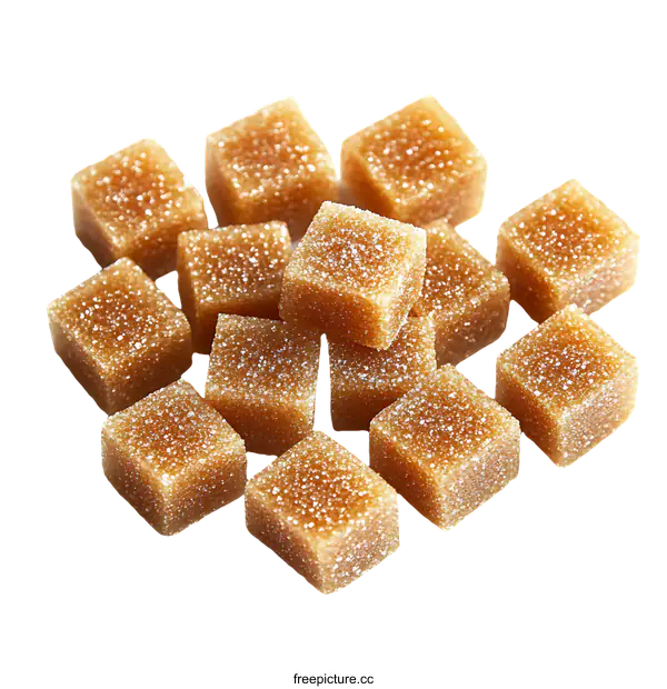[Transparent Background PNG]Close-up Pile of Brown Sugar-Crusted Cubes