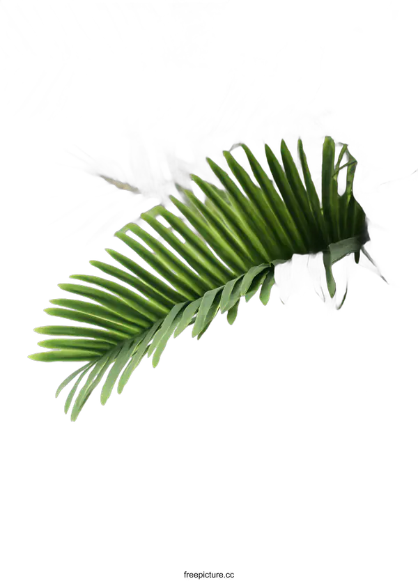 [Transparent Background PNG]Green Palm Leaves Isolated on White Background