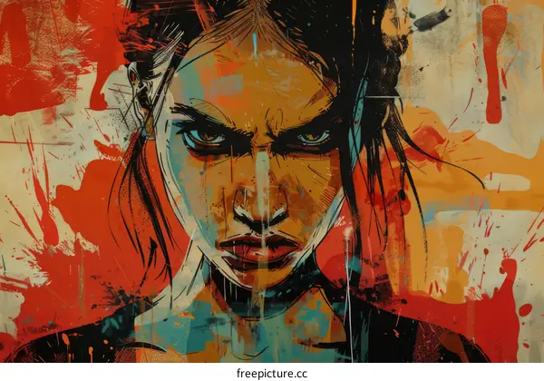 portrait of a determined woman with colorful background