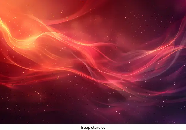 Red绸缎般的波浪在太空中飘动